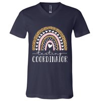 Testing Coordinator Rainbow Leopard Test Day Teacher Student V-Neck T-Shirt