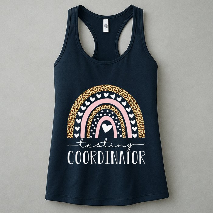Testing Coordinator Rainbow Leopard Test Day Teacher Student Womens Tank Top