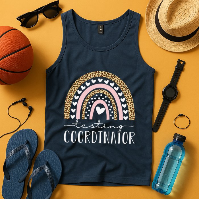 Testing Coordinator Rainbow Leopard Test Day Teacher Student Tank Top