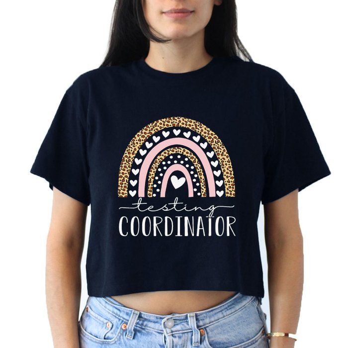 Testing Coordinator Rainbow Leopard Test Day Teacher Student Crop Top