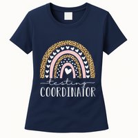 Testing Coordinator Rainbow Leopard Test Day Teacher Student Womens T-Shirt