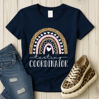 Testing Coordinator Rainbow Leopard Test Day Teacher Student Womens T-Shirt