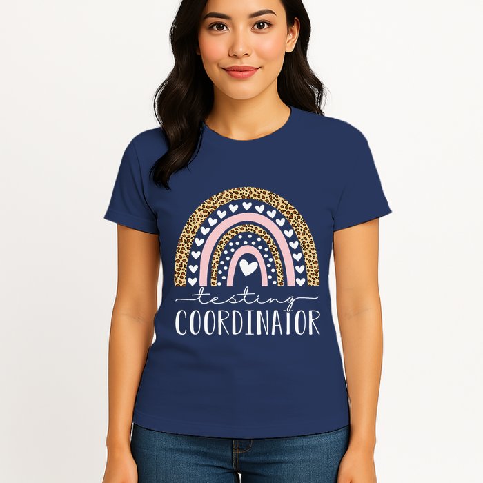 Testing Coordinator Rainbow Leopard Test Day Teacher Student Womens T-Shirt