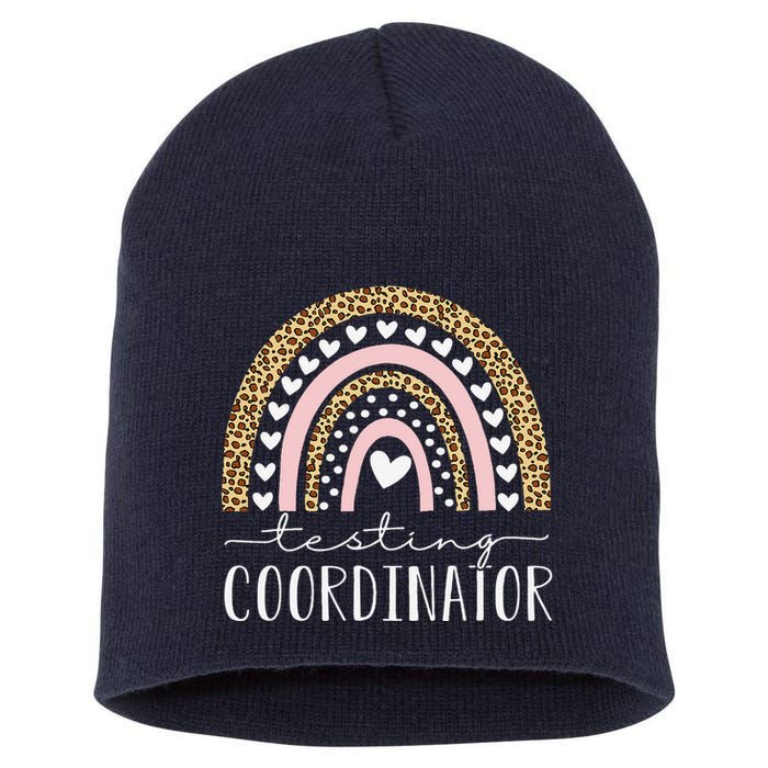 Testing Coordinator Rainbow Leopard Test Day Teacher Student Short Acrylic Beanie
