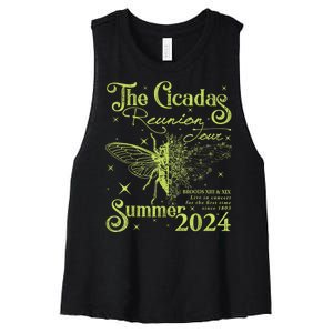 The Cicada Reunion U.S 2024 Cicada Concert Fest Lover Women's Racerback Cropped Tank