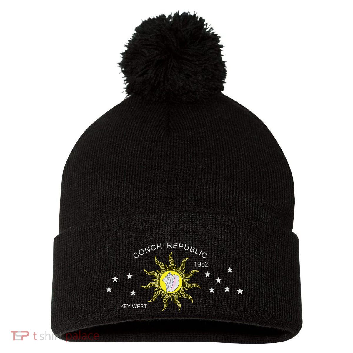 The Conch Republic Flag Pom Pom 12in Knit Beanie