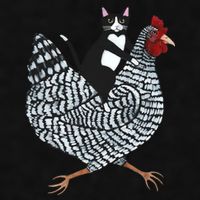Tuxedo Cat Riding Chicken Funny Ladies PosiCharge Tri-Blend Wicking Tank