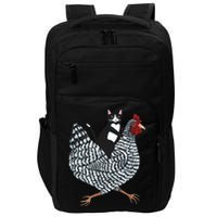 Tuxedo Cat Riding Chicken Funny Impact Tech Backpack