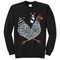 Tuxedo Cat Riding Chicken Funny Tall Sweatshirt