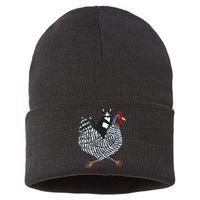 Tuxedo Cat Riding Chicken Funny Sustainable Knit Beanie