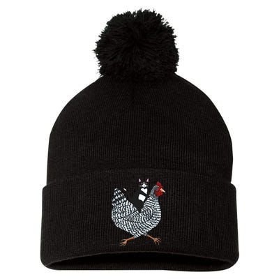 Tuxedo Cat Riding Chicken Funny Pom Pom 12in Knit Beanie