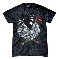 Tuxedo Cat Riding Chicken Funny Tie-Dye T-Shirt