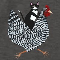Tuxedo Cat Riding Chicken Funny Vector Backpack