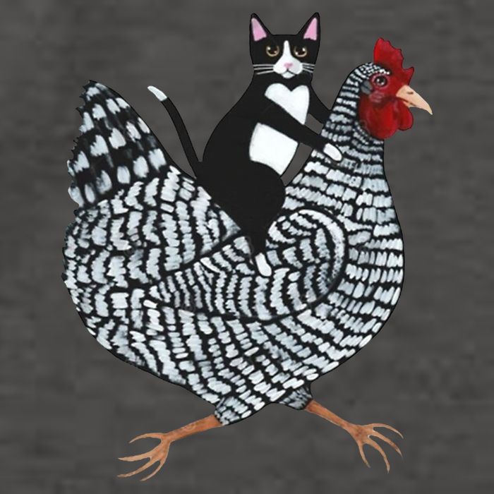 Tuxedo Cat Riding Chicken Funny Vector Backpack