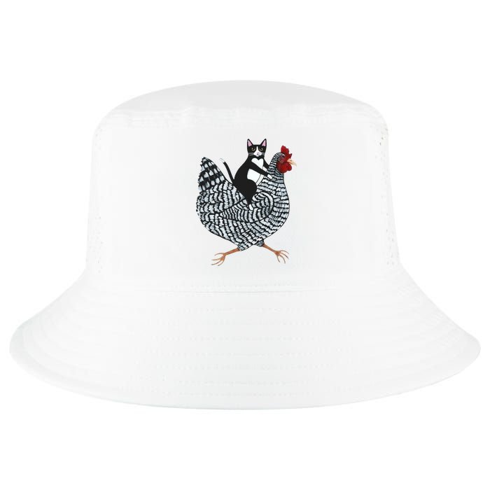 Tuxedo Cat Riding Chicken Funny Cool Comfort Performance Bucket Hat