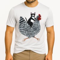 Tuxedo Cat Riding Chicken Funny Performance Shirt
