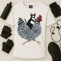 Tuxedo Cat Riding Chicken Funny Performance Shirt