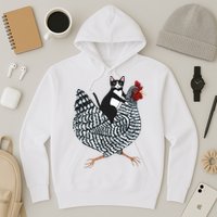 Tuxedo Cat Riding Chicken Funny Hoodie