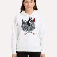 Tuxedo Cat Riding Chicken Funny Hoodie