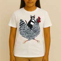 Tuxedo Cat Riding Chicken Funny T-Shirt