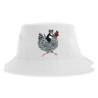 Tuxedo Cat Riding Chicken Funny Sustainable Bucket Hat