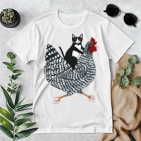 Tuxedo Cat Riding Chicken Funny Premium T-Shirt