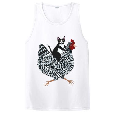 Tuxedo Cat Riding Chicken Funny PosiCharge Competitor Tank