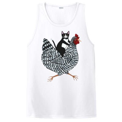 Tuxedo Cat Riding Chicken Funny PosiCharge Competitor Tank