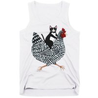 Tuxedo Cat Riding Chicken Funny Tank Top