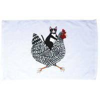 Tuxedo Cat Riding Chicken Funny Microfiber Hand Towel