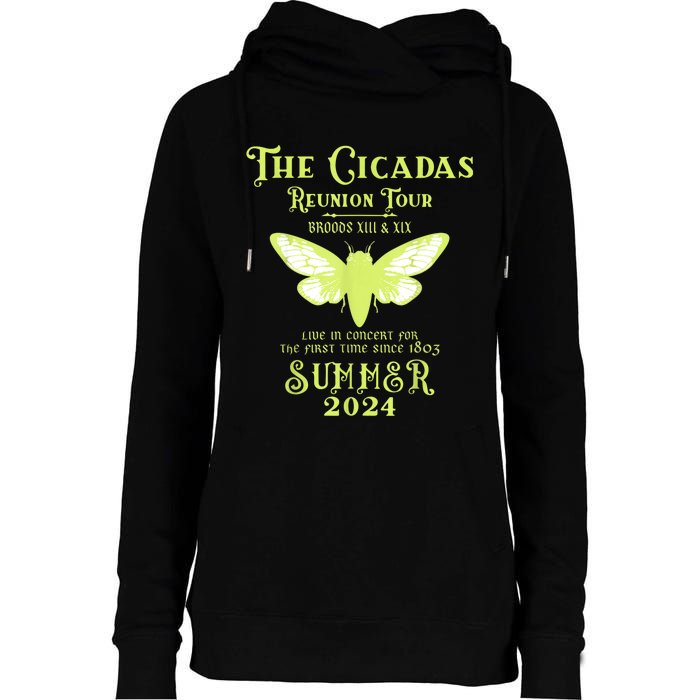 The Cicada Reunion U.S 2024 Cicada Concert Fest Lover Womens Funnel Neck Pullover Hood