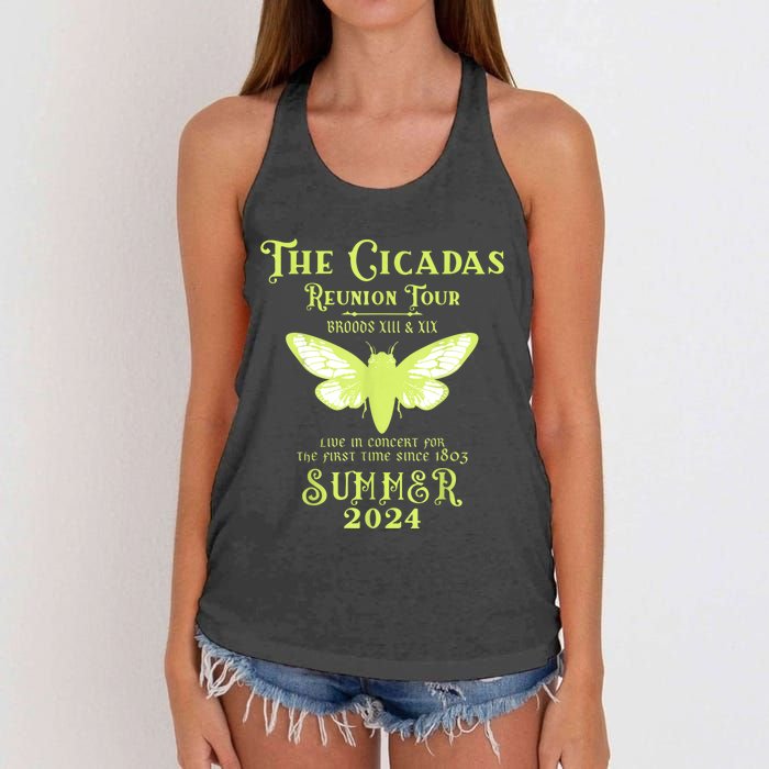 The Cicada Reunion U.S 2024 Cicada Concert Fest Lover Women's Knotted Racerback Tank