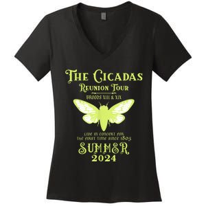 The Cicada Reunion U.S 2024 Cicada Concert Fest Lover Women's V-Neck T-Shirt