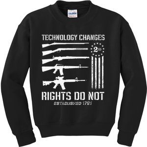 Technology Changes Rights Do Not Gun Rights 2A Statement Kids Sweatshirt