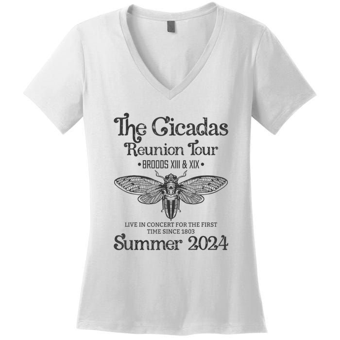 The Cicada Reunion U.S Tours 2024 Cicada Concert Fest Lover Gift Women's V-Neck T-Shirt