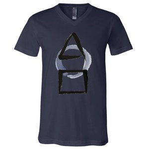 Triangle Circle Square Calligraphy Enso V-Neck T-Shirt