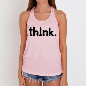 Think Chess Shirt Matching Gambit Chess Player And ChessLove Women's Knotted Racerback Tank