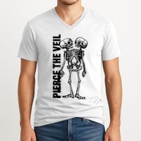 Tan Conjoined Skeleton V-Neck T-Shirt