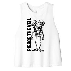 Tan Conjoined Skeleton Women's Racerback Cropped Tank