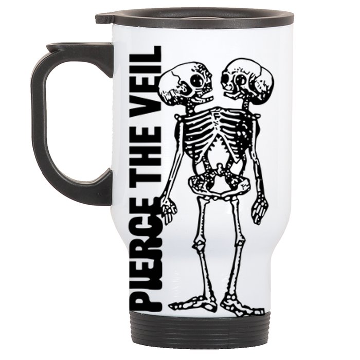 Tan Conjoined Skeleton Stainless Steel Travel Mug