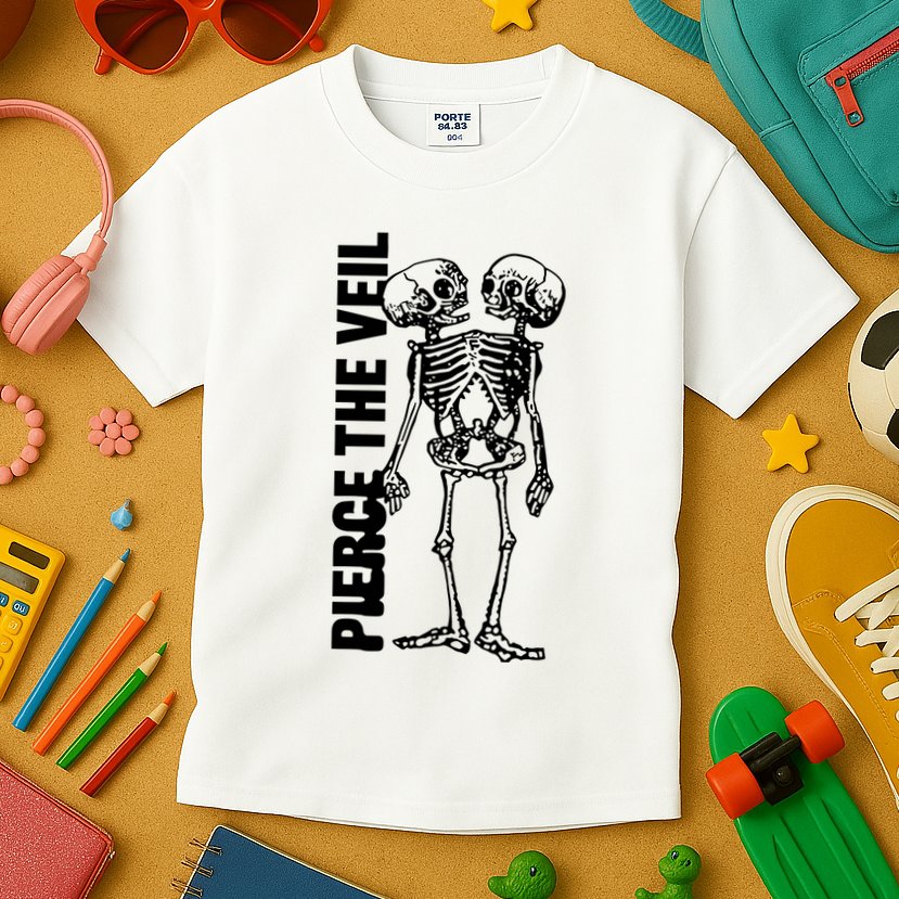 Tan Conjoined Skeleton Kids T-Shirt