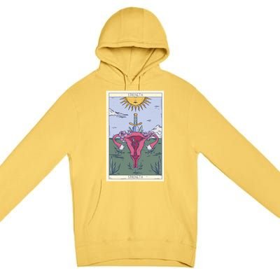 Tarot Card Strength Feminism Witchy Feminist Uterus Gift Premium Pullover Hoodie