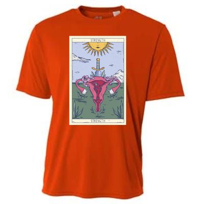 Tarot Card Strength Feminism Witchy Feminist Uterus Gift Cooling Performance Crew T-Shirt