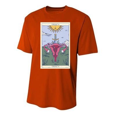 Tarot Card Strength Feminism Witchy Feminist Uterus Gift Performance Sprint T-Shirt