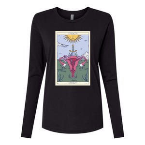 Tarot Card Strength Feminism Witchy Feminist Uterus Gift Womens Cotton Relaxed Long Sleeve T-Shirt