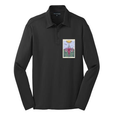 Tarot Card Strength Feminism Witchy Feminist Uterus Gift Silk Touch Performance Long Sleeve Polo