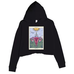 Tarot Card Strength Feminism Witchy Feminist Uterus Gift Crop Fleece Hoodie