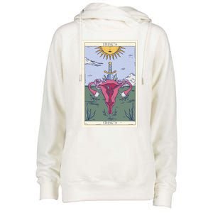 Tarot Card Strength Feminism Witchy Feminist Uterus Gift Womens Funnel Neck Pullover Hood