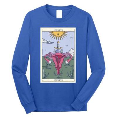 Tarot Card Strength Feminism Witchy Feminist Uterus Gift Long Sleeve Shirt