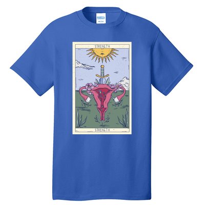 Tarot Card Strength Feminism Witchy Feminist Uterus Gift Tall T-Shirt